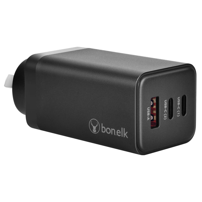 Bonelk Eco Series 65W PD Wall Charger, 3 x USB - C - Black - Macfixit Australia