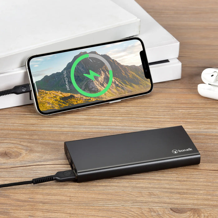 Bonelk Eco Series Slim Power Bank 10,000mAh, PD20W / QC 18W - Black - Macfixit Australia