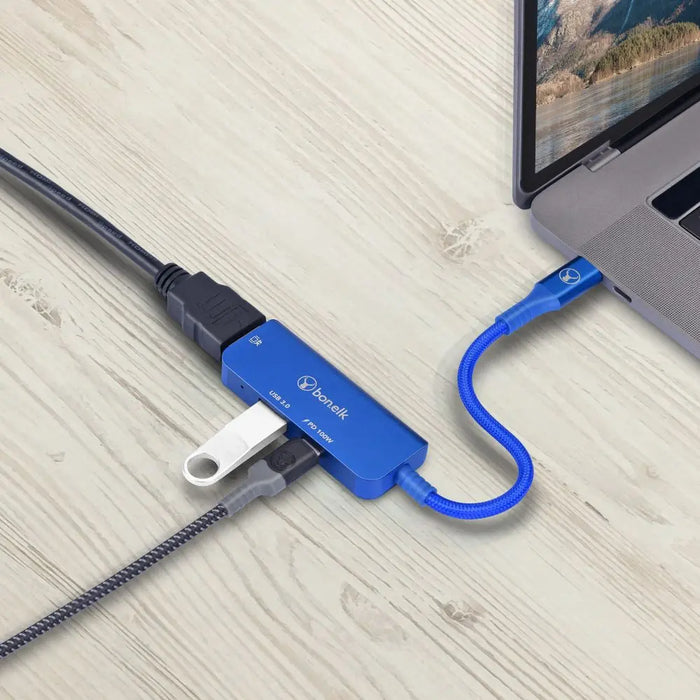 Bonelk Long - Life 3in1 Multiport Hub (Blue) - Macfixit Australia