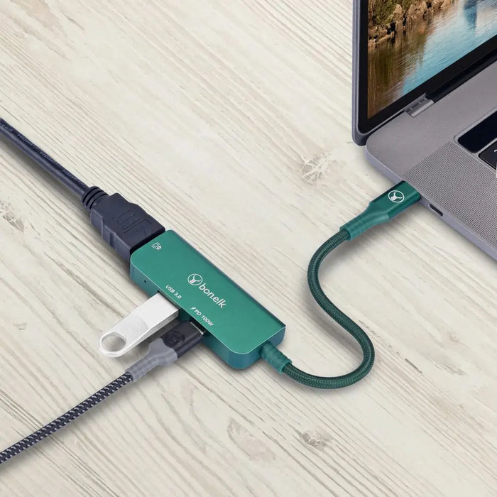 Bonelk Long - Life 3in1 Multiport Hub (Green) - Macfixit Australia