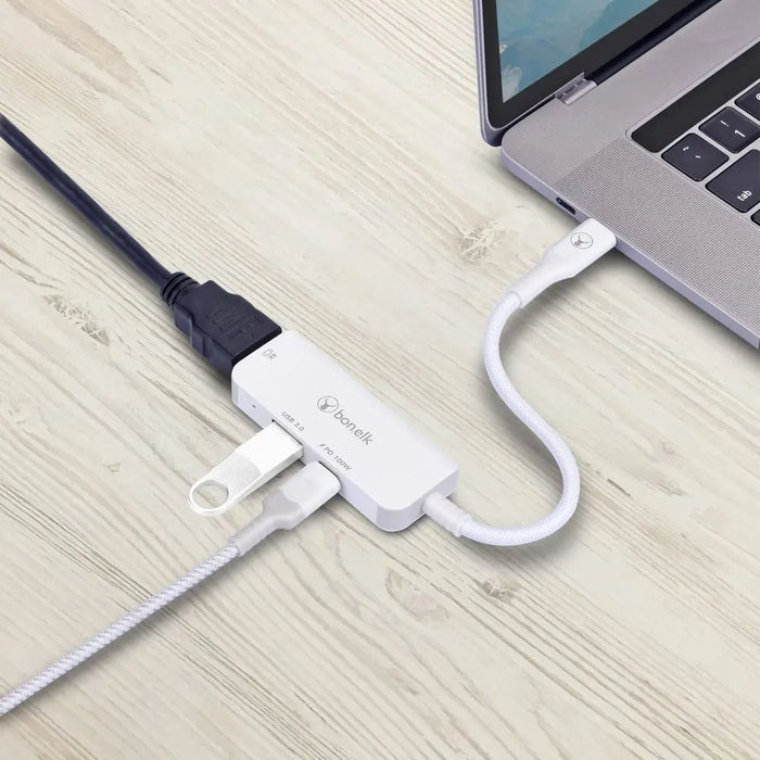 Bonelk Long - Life 3in1 Multiport Hub (White) - Macfixit Australia