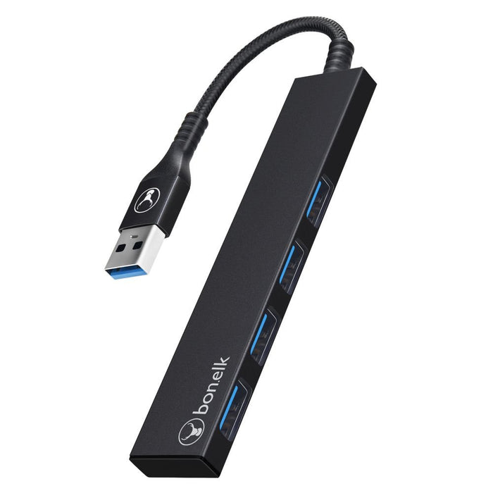 Bonelk Long - Life USB - A to 4 Port USB 3.0 Slim Hub (Black) - Macfixit Australia