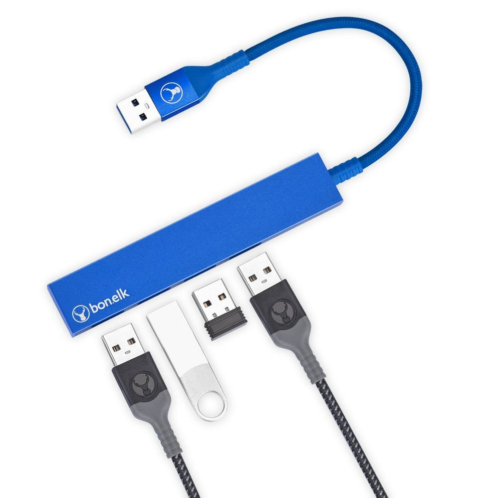 Bonelk Long-Life USB-A to 4 Port USB 3.0 Slim Hub (Blue) - Macfixit ...