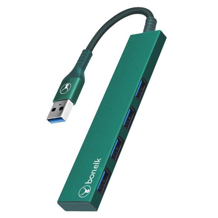 Bonelk Long - Life USB - A to 4 Port USB 3.0 Slim Hub (Green) - Macfixit Australia