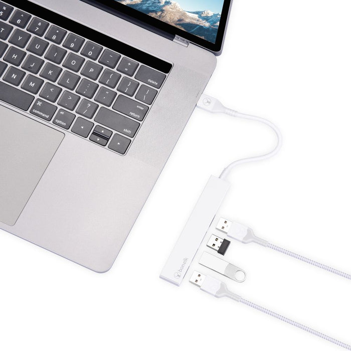 Bonelk Long - Life USB - A to 4 Port USB 3.0 Slim Hub (White) - Macfixit Australia