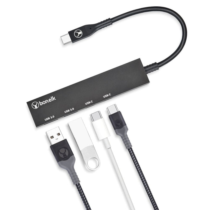 Bonelk Long - Life USB - C 4 In 1 Multiport Slim Hub (Black) - Macfixit Australia