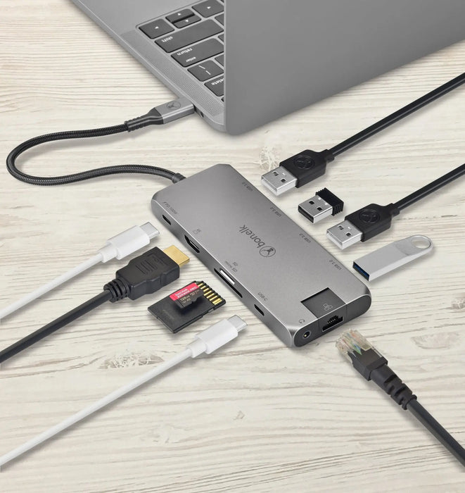 Bonelk Long - Life USB - C To 11 - In - 1 Multiport Hub - Space Grey - Macfixit Australia