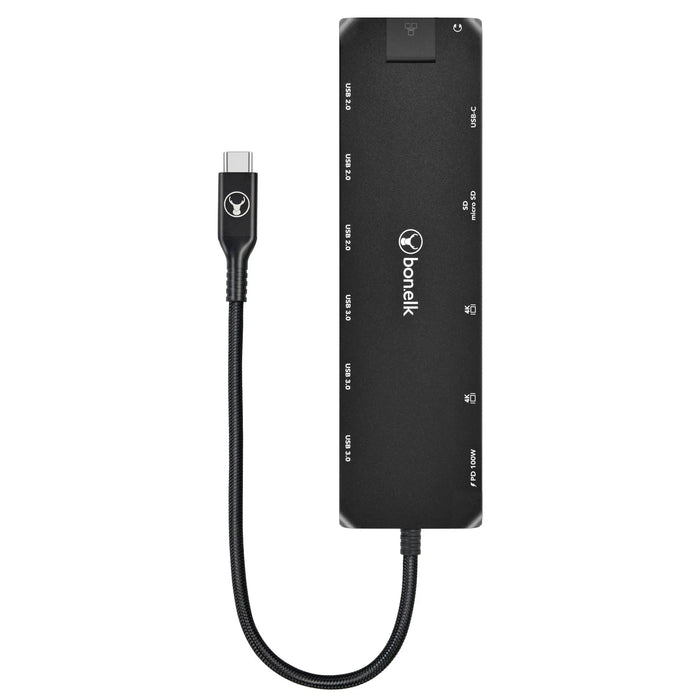 Bonelk Long - Life USB - C To 14 - In - 1 Multiport Hub - Black - Macfixit Australia