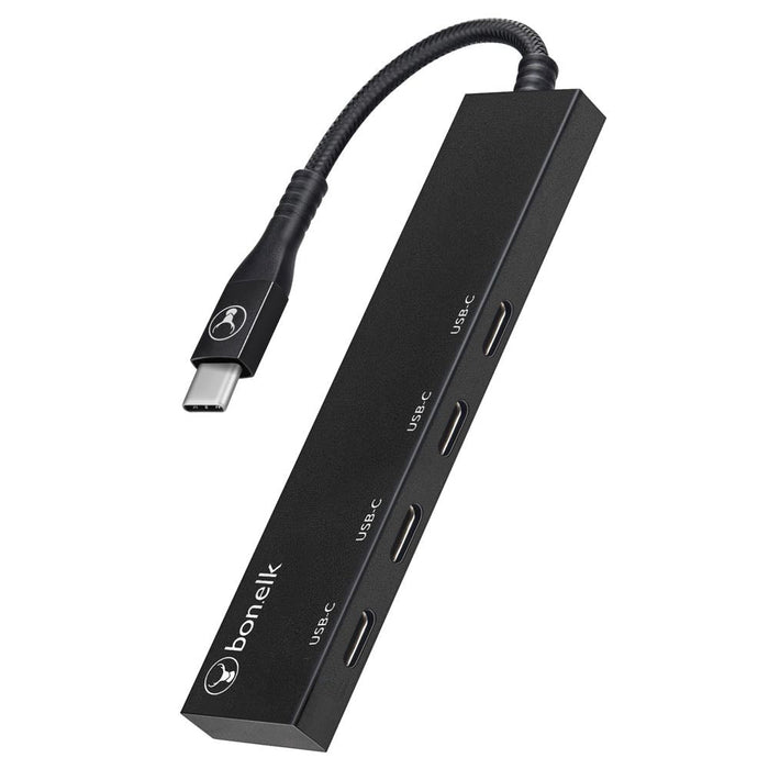 Bonelk Long - Life USB - C to 4 Port USB - C 3.0 Slim Hub (Black) - Macfixit Australia