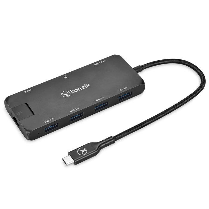 Bonelk Long - Life USB - C To 8 - In - 1 Multiport Hub (Black) - Macfixit Australia