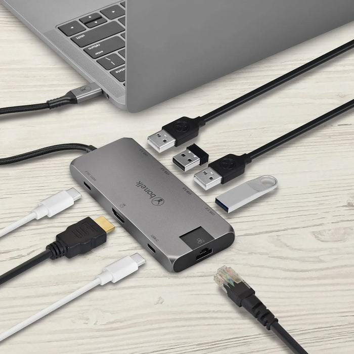 Bonelk Long - Life USB - C To 8 - In - 1 Multiport Hub (Space Grey) - Macfixit Australia