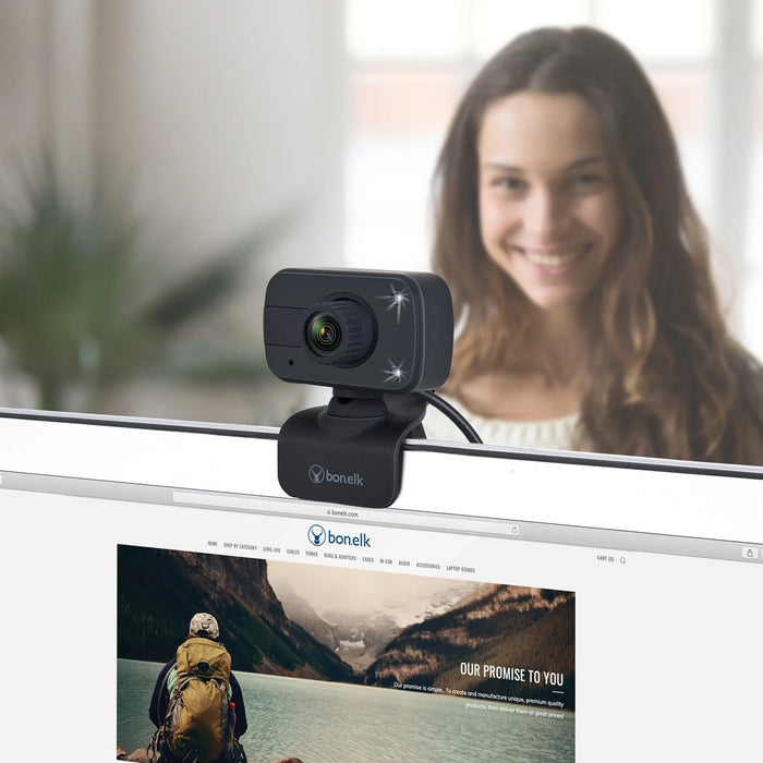Bonelk USB Webcam, Clip On, 1080p (Black) - Macfixit Australia