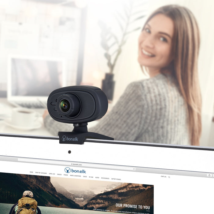 Bonelk USB Webcam, Clip On, 720p (Black) - Macfixit Australia