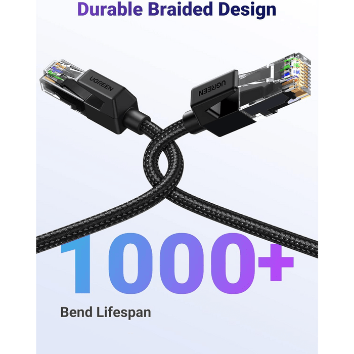Cat 6 Ethernet Cable, 1000Mbps - Black, Braided - Macfixit Australia