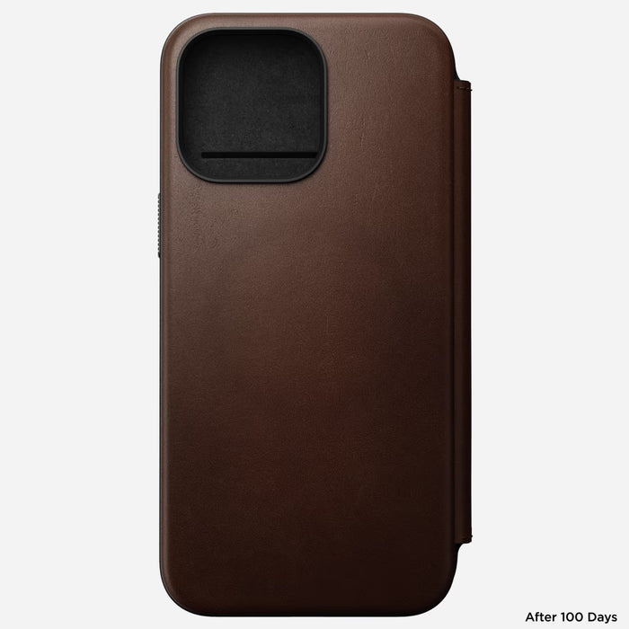 Nomad - Modern Leather Folio Case - iPhone 15 Pro Max - Brown