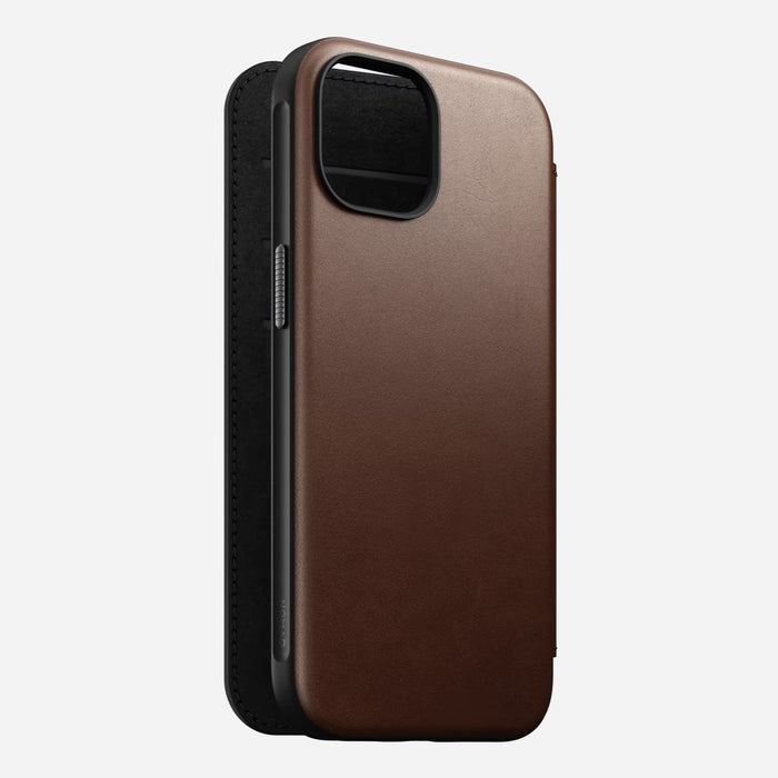 Nomad - Modern Leather Folio - iPhone 15 - Brown