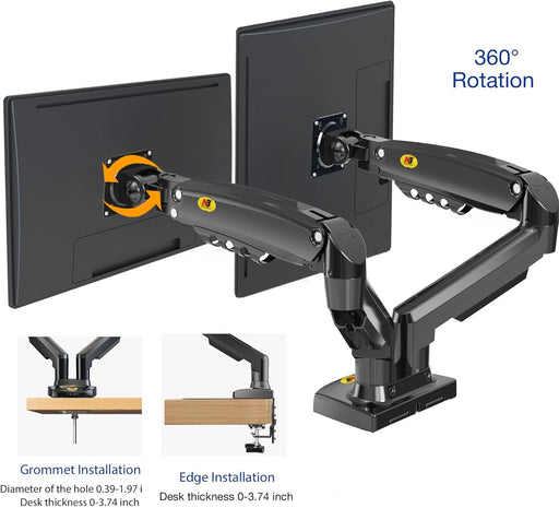 Dual Monitor Full Motion Gas Spring Desk Mount - NB North Bayou - Macfixit Australia