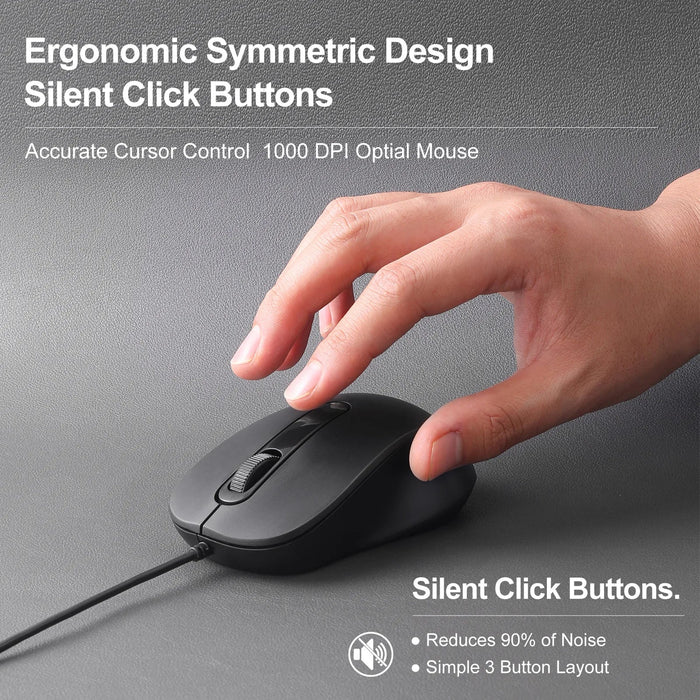 Ergonomic Silent Type C Wired Mouse - Macfixit Australia