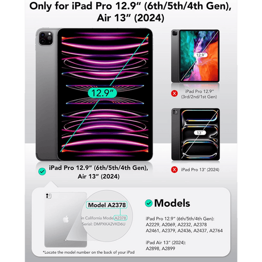ESR Rebound Magnetic Case for iPad Pro 12.9" (2022/2021/2020, 6th/5th/4th Gen) and iPad Air 13" (2024)) - Macfixit Australia