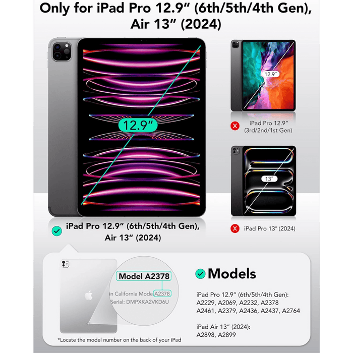 ESR Rebound Magnetic Case for iPad Pro 12.9" (2022/2021/2020, 6th/5th/4th Gen) and iPad Air 13" (2024)) - Macfixit Australia