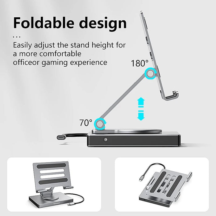 iPad USB - C Docking Station with 360° Rotating Holder (9 - in - 1 Hub) - Macfixit Australia