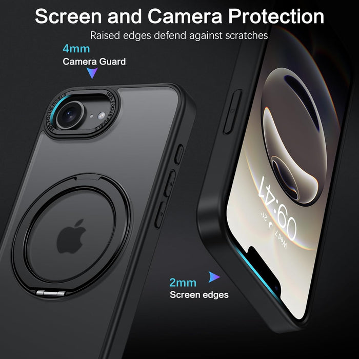 iPhone 16e Case, 360° Rotating Magnetic Invisible Ring Stand Compatible with MagSafe Slim Shockproof Matte Back - Macfixit Australia
