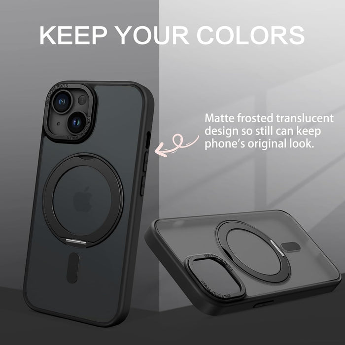 iPhone 16e Case, 360° Rotating Magnetic Invisible Ring Stand Compatible with MagSafe Slim Shockproof Matte Back - Macfixit Australia