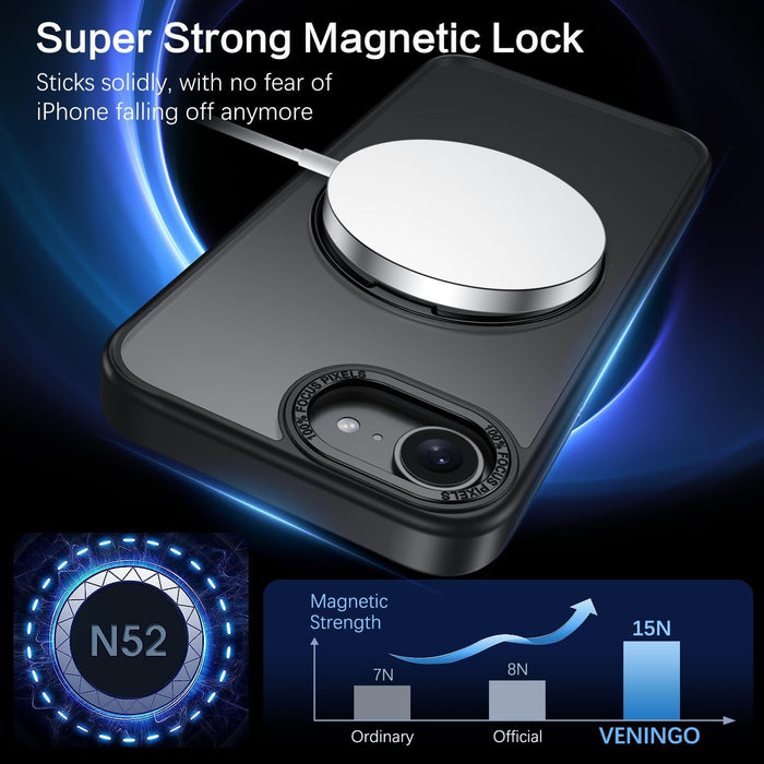 iPhone 16e Case, 360° Rotating Magnetic Invisible Ring Stand Compatible with MagSafe Slim Shockproof Matte Back - Macfixit Australia