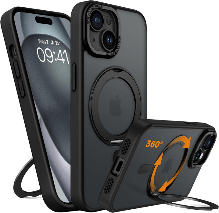 iPhone 16e Case, 360° Rotating Magnetic Invisible Ring Stand Compatible with MagSafe Slim Shockproof Matte Back - Macfixit Australia