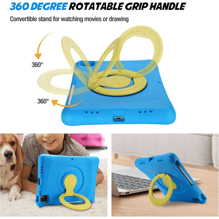 Kids Case for iPad Air 10.9" 6th Gen 2024/5th Gen 2022/4th Gen 2020/iPad Pro 11 2020/2018, Shockproof Rotate Handle Fold Stand Lightweight Kids Friendly Case - Macfixit Australia