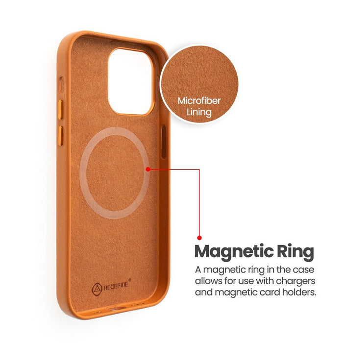 Leather Case with Magsafe for iPhone 15 - Golden Brown - Macfixit Australia