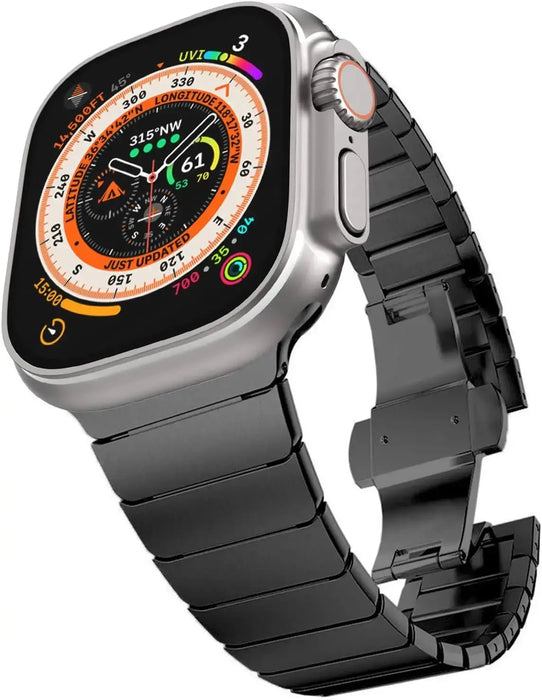 Luxury Stainless Steel Metal Band For Apple Watch - Black - Macfixit Australia