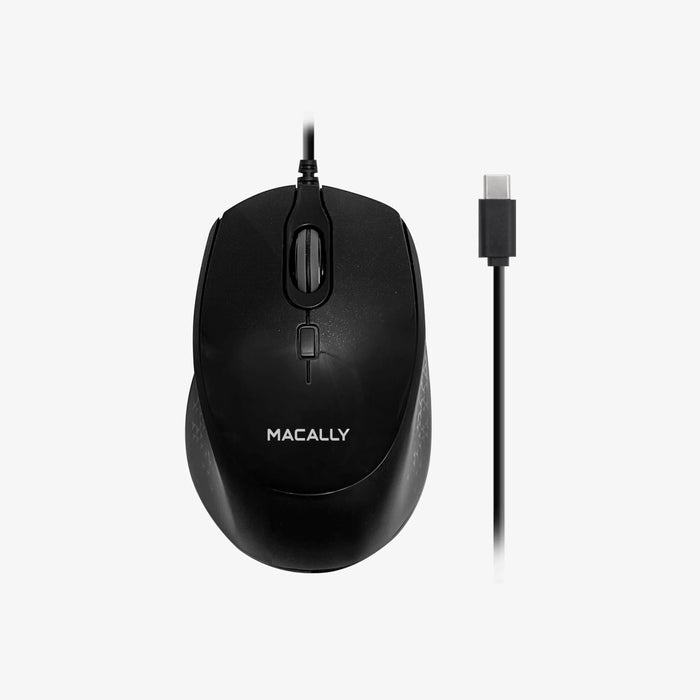 Macally Ergo USB C Mouse For Mac / PC with Silent Click (Black) - Macfixit Australia