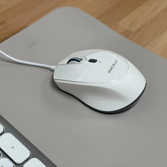 Macally Ergo USB Wired Mouse For Mac / PC with Silent Click (White) - Macfixit Australia