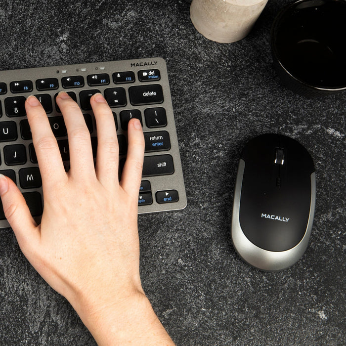 Macally Silent Bluetooth Mouse for Mac and PC (Space Grey) - Macfixit Australia