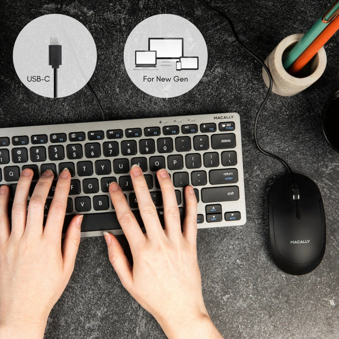 Macally Silent USB - C Mouse for Mac and PC (Black) - Macfixit Australia