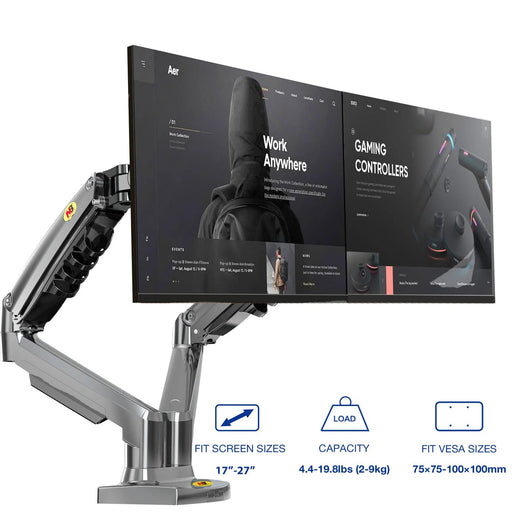 NB North Bayou - Dual Monitor Arm for 17-27" Screens Gas Spring Adjustment - Macfixit Australia