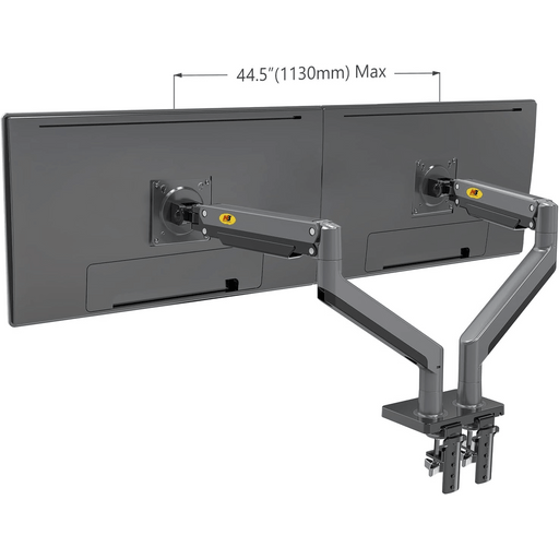 NB North Bayou Dual Monitor Gas Spring Desk Mount – For 22” to 32” Monitors – Gunmetal Grey - Macfixit Australia