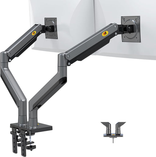 NB North Bayou Dual Monitor Gas Spring Desk Mount – For 22” to 32” Monitors – Gunmetal Grey - Macfixit Australia