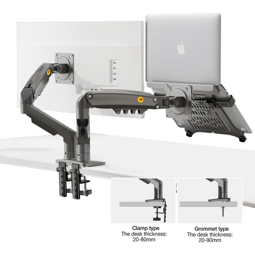 NB North Bayou F160 - FP Dual Monitor & Laptop Desk Mount – For 10"–17" Laptops or 17"–30" Monitors (Up to 9kg) – Black - Macfixit Australia