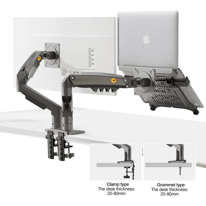 NB North Bayou F160 - FP Dual Monitor & Laptop Desk Mount – For 10"–17" Laptops or 17"–30" Monitors (Up to 9kg) – Black - Macfixit Australia