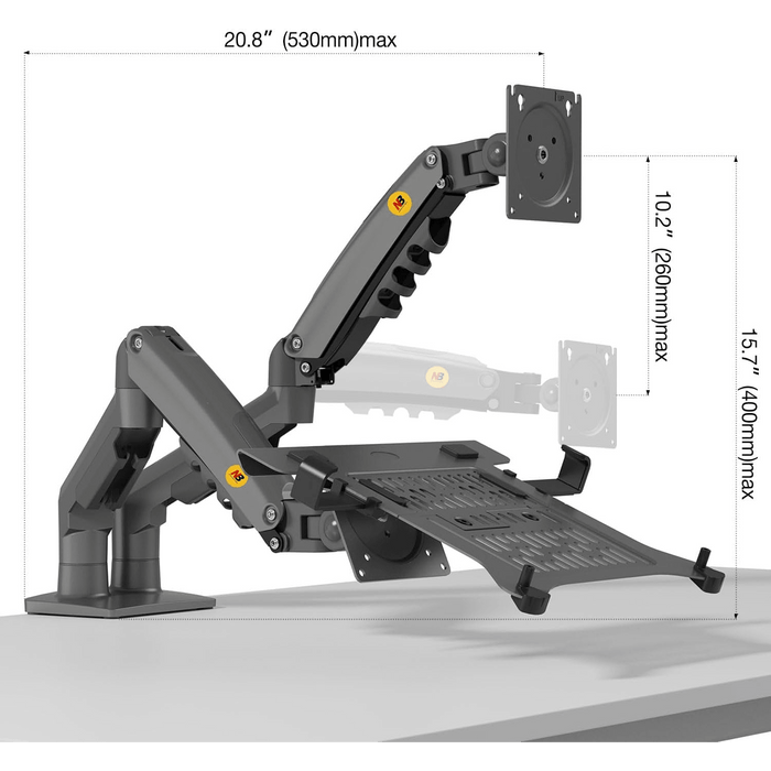 NB North Bayou F160 - FP Dual Monitor & Laptop Desk Mount – For 10"–17" Laptops or 17"–30" Monitors (Up to 9kg) – Black - Macfixit Australia