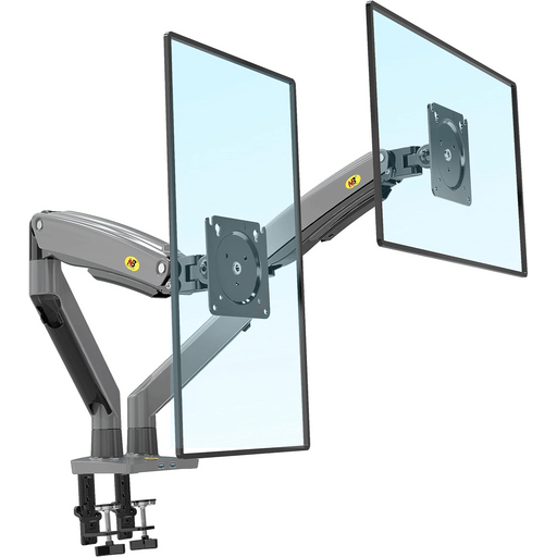 NB North Bayou G75 Dual Monitor Gas Spring Desk Mount – For 22” to 32” Monitors (3–12kg per Arm) – Gunmetal Grey - Macfixit Australia