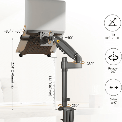 NB North Bayou H100 - FP Laptop & Monitor Desk Mount – For 10"–17" Laptops or 17"–30" Monitors (Up to 9kg) – Grey Black - Macfixit Australia