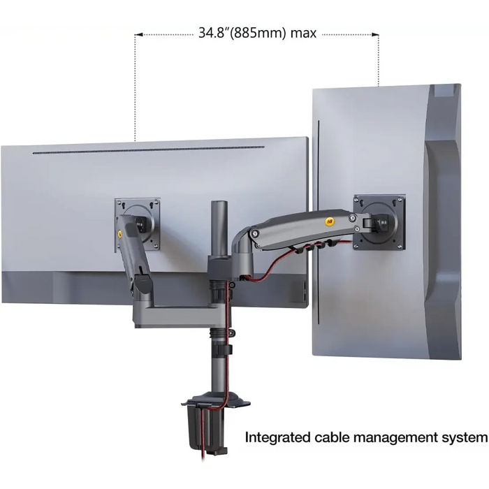 NB North Bayou H180 Dual Monitor Gas Spring Desk Mount – For 17" to 27" Monitors (2kg–9kg per Arm) - Macfixit Australia
