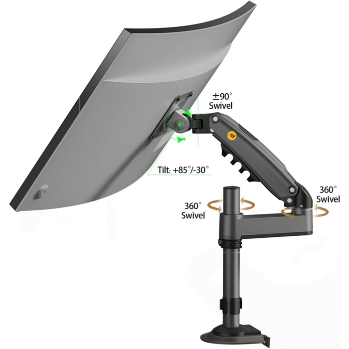 NB North Bayou Long Arm Gas Spring Monitor Desk Mount – For 17" to 35" Monitors - Macfixit Australia
