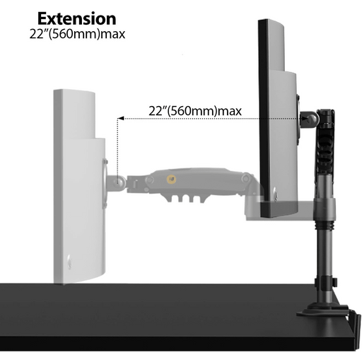 NB North Bayou Long Arm Gas Spring Monitor Desk Mount – For 17" to 35" Monitors - Macfixit Australia