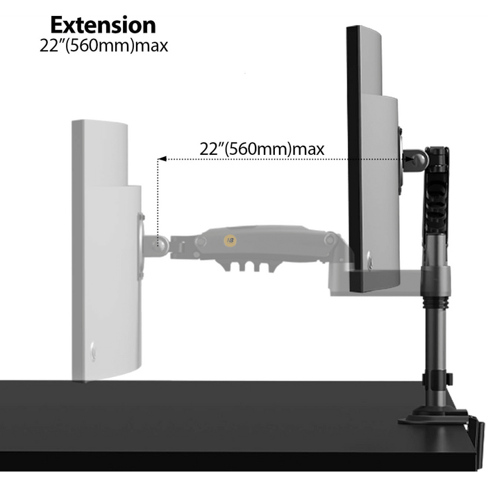 NB North Bayou Long Arm Gas Spring Monitor Desk Mount – For 17" to 35" Monitors - Macfixit Australia