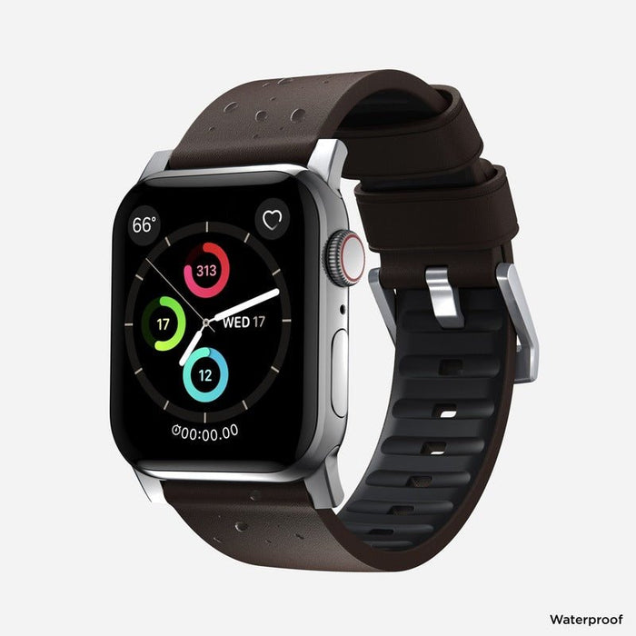 NOMAD Active Band Pro – Brown (Silver Hardware) | Apple Watch (38–41mm) - Macfixit Australia