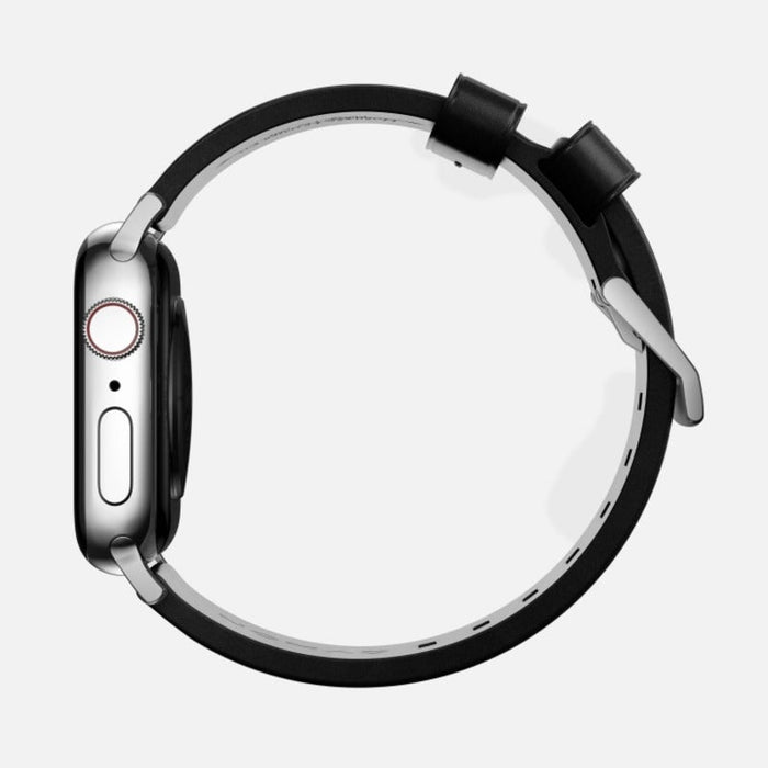 NOMAD Modern Band – Black Horween Leather (Silver Hardware) | Apple Watch (38/40/41mm) - Macfixit Australia